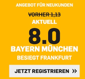 Betfair Bayern gegen Frankfurt Quotenboost