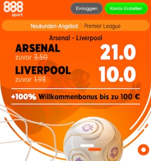 888sport Arsenal Liverpool Quoten
