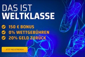 Bet3000 150€ Bonus 0% Wettgebühren