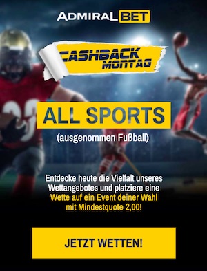 Admiralbet Cashback All Sports Montag