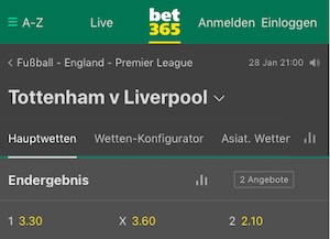 Bet365 Tottenham Liverpool Quoten