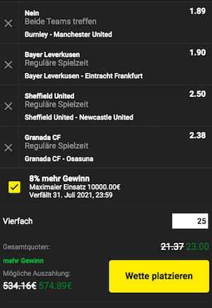 Kombibooster 4er Unibet