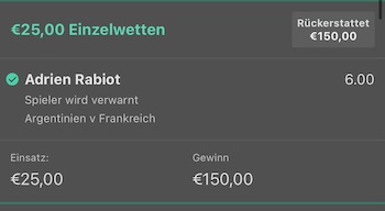 Bet365 Rabiot WM Finale Gelbe Karte Wette