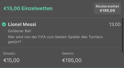 Messi bester WM Spieler Wette bei bet365