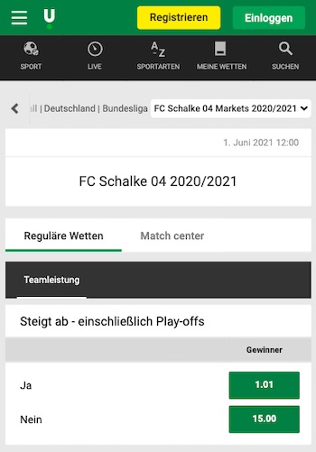 Schalke steigt nicht ab Quote Unibet