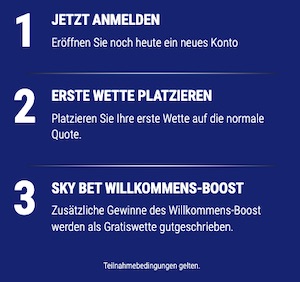 SkyBet Willkommensboost Bedingungen