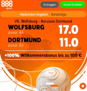 Wolfsburg Dortmund Topquoten 888sport