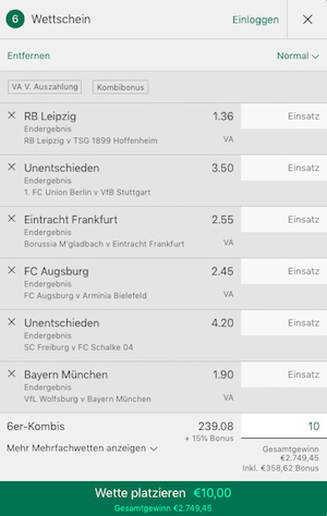 Bundesliga Tipp Bet365 7er Kombi