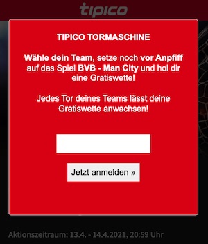 Tipico Anmeldung Tormaschine