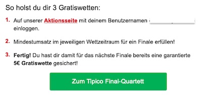 Bedingungen zum Tipico Final Quartett