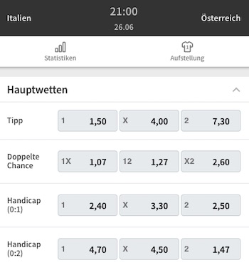 Italien Österreich Quoten Tipico
