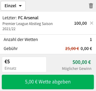 Arsenal wird letzter Tipico