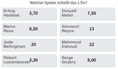 1. Torschütze der Partie Quoten Tipico 