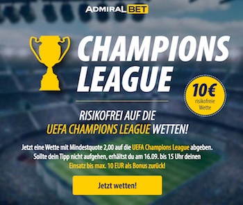 Admiralbet risikofrei CL 10 Euro