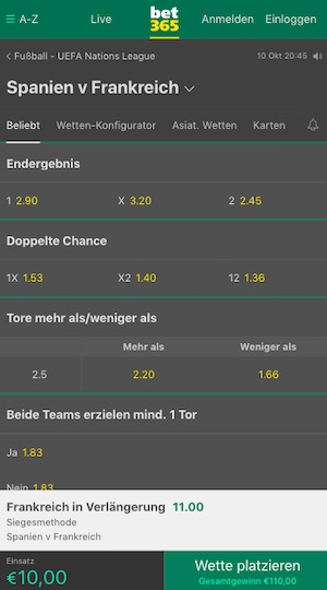 esp fra bet365 quoten