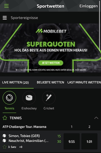 screenshot mobilebet app