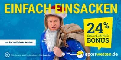 24% Weihnachtsbonus Sportwetten.de