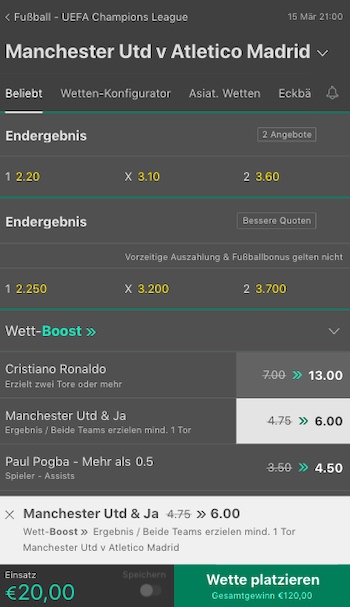 man utd atletico madrid cl bet365