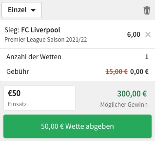 Premier League Sieger Quote Tipico