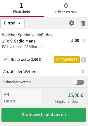 Tipico 3 Euro Gratiswette