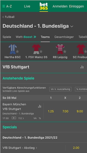 Bet365 Wettangebot