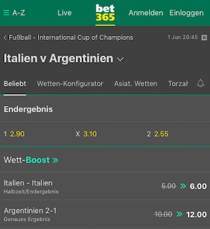 Italien Argentinien Quoten bei bet365