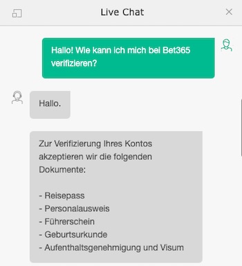 Verifizierung Bet365