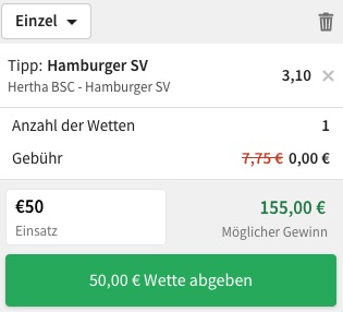 Hertha BSC Hamburger SV Tipico Quoten
