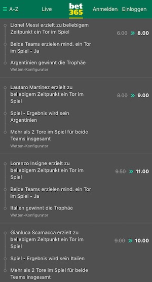 Bet365 Italien Argentinien Wett Boost