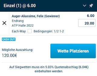 Auger Aliassime Quote bei MyBet ATP Halle