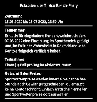 Bedingungen zur Tipico Beach Party