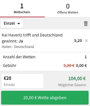 Schießt Kai Havertz Deutschland zum Sieg gegen Italien? Die Quote bei Tipico von 5.20 kann sich sehen lassen!