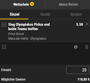 Maccabi Haifa Olympiakos Boost bwin