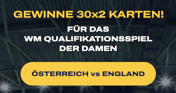 Bei Admiral könnt ihr jetzt Freikarten für das Spiel zwischen Österreich und England gewinnen.