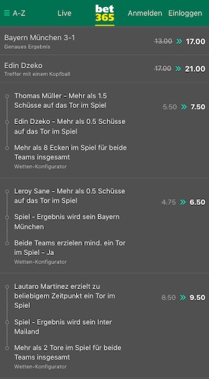 Inter Mailand vs FC Bayern Wett Boosts bei bet365