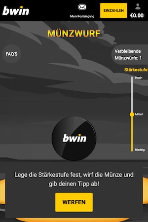 Die Münzwurf Challenge bei Bwin bietet euch die Möglichkeit auf viele preise