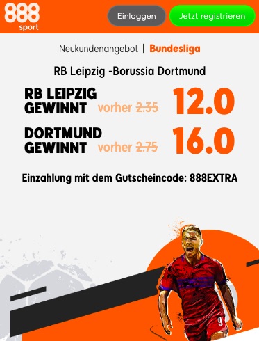 RB Leipzig vs Borussia Dortmund Boost bei 888sport