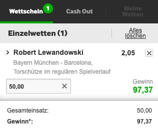 Lewandowski Tor Wette vs Bayern