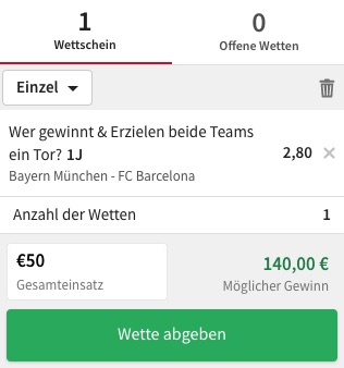 Bayern vs Barca Wette bei Tipico