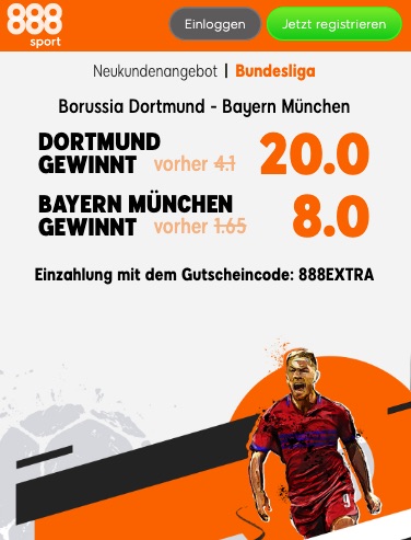 Dortmund Bayern Quotenboost bei 888sport