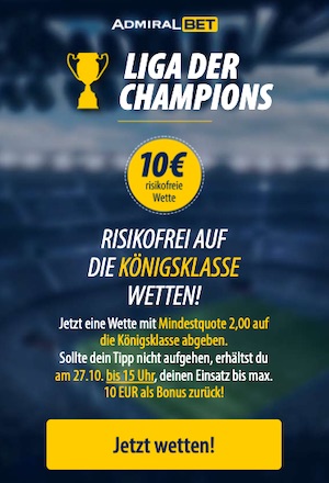 Admiralbet CL Wette - Risikofrei mit 10€