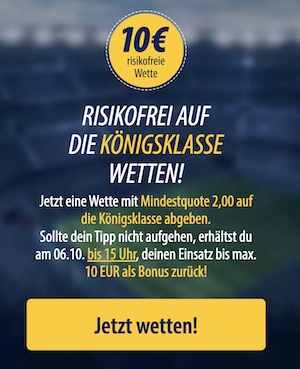 Bei Admiralbet könnt ihr eine risikofreie Wette auf die Champions League abgeben