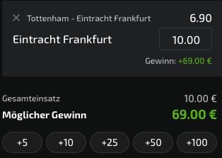 Tottenham vs Frankfurt Wette Mobilebet