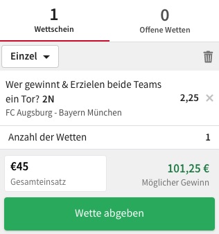 Augsburg vs Bayern Tipp bei Tipico