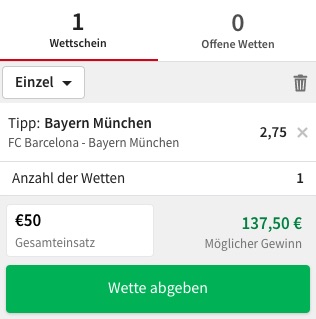 Barcelona vs Bayern Wett Tipp Tipico