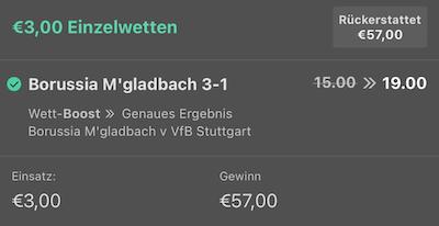 Gladbach vs Stuttgart Quotenboost bet365