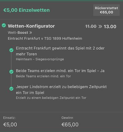 Frankfurt Hoffenheim Quotenboost bet365