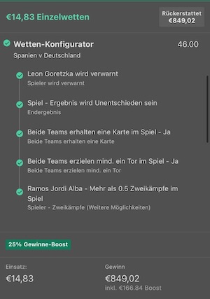 Spanien vs Deutschland Boost bet365