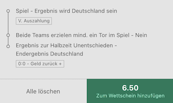 Bet354 Wettschein füür Costa Rica - Deutschland