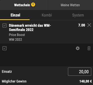 Dänemark schafft es ins WM Halbfinale - bwin Price Boost